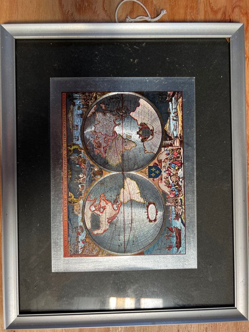 アンティーク風額装世界地図 レプリカ｜クラシックなデザインでインテリアに最適