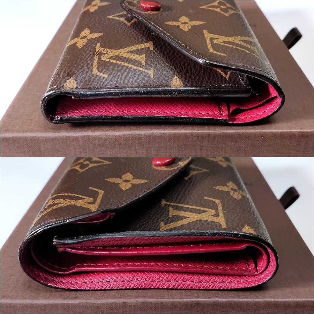 美品★箱＆袋★ルイヴィトン モノグラム ヴィクトリーヌ★フューシャ★3つ折り財布