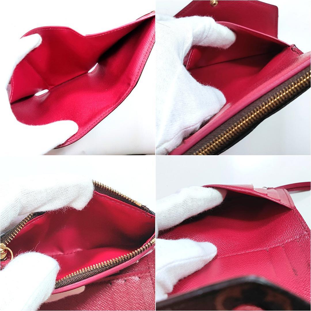 美品★箱＆袋★ルイヴィトン モノグラム ヴィクトリーヌ★フューシャ★3つ折り財布