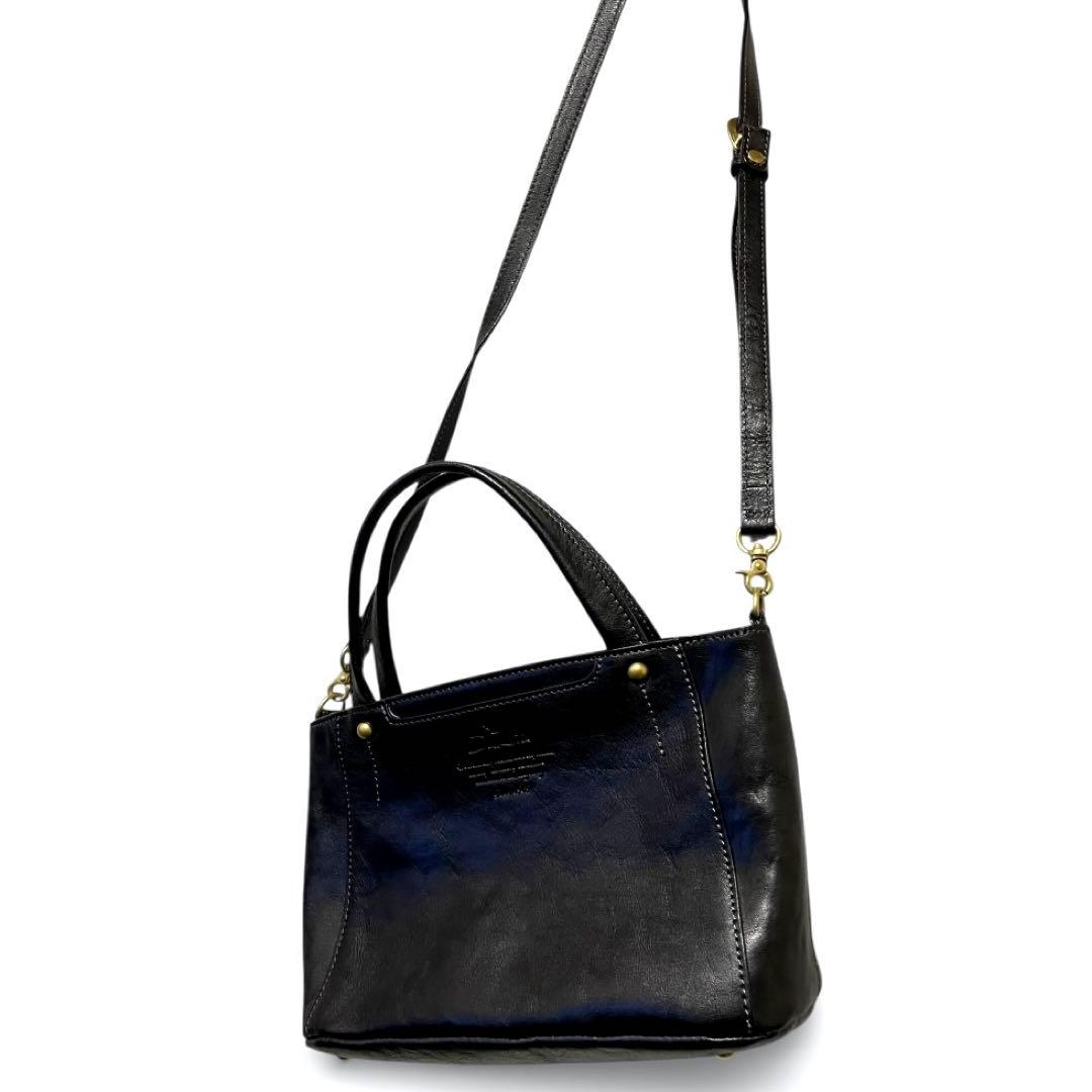 美品！ ダコタ キューブ 2WAYショルダーバッグ ブラック レザー 本革