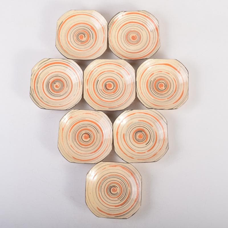 和食器　渦巻文　八角皿　八客　時代箱　C　7941