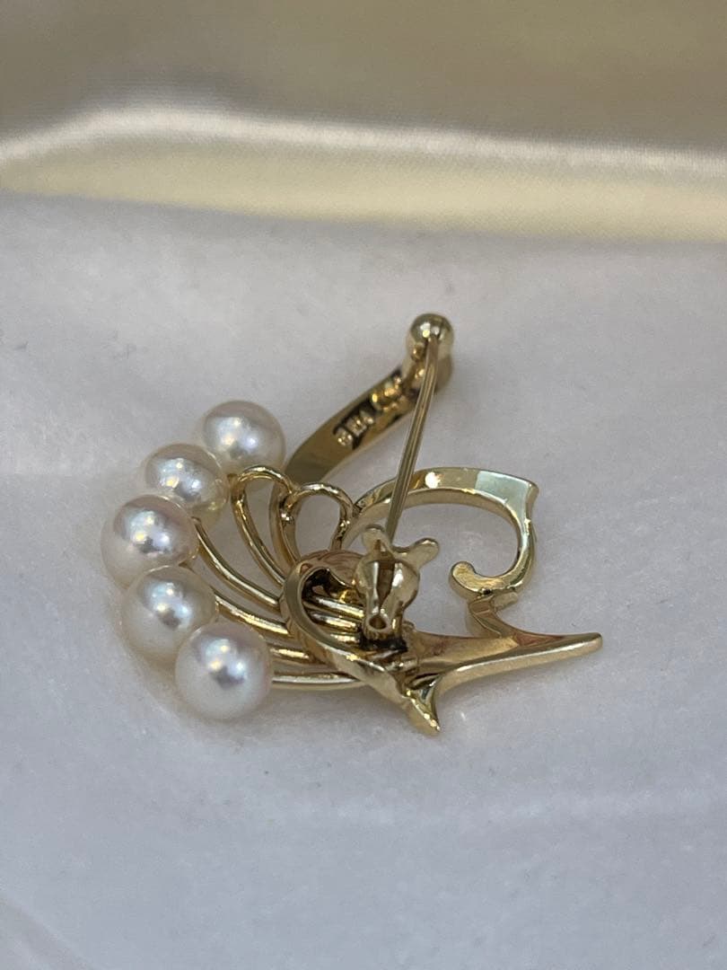 ミキモトMIKIMOTO パール K14 ゴールド　ブローチ