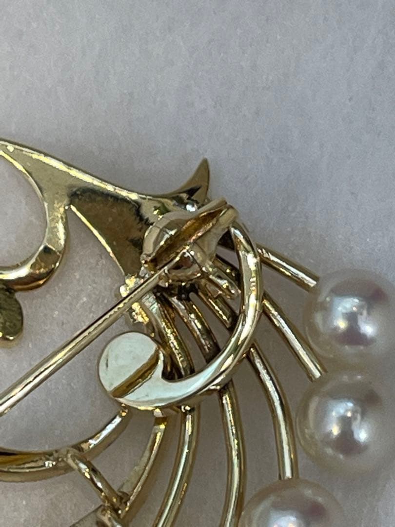 ミキモトMIKIMOTO パール K14 ゴールド　ブローチ