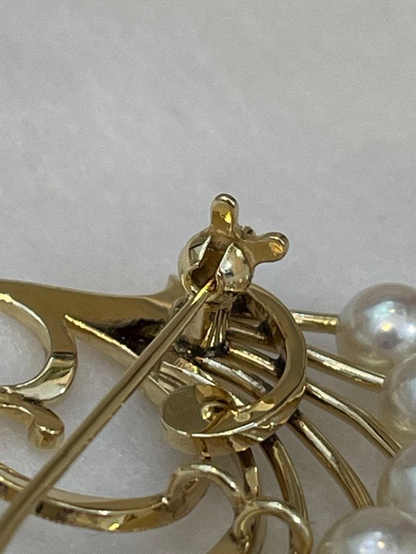 ミキモトMIKIMOTO パール K14 ゴールド　ブローチ