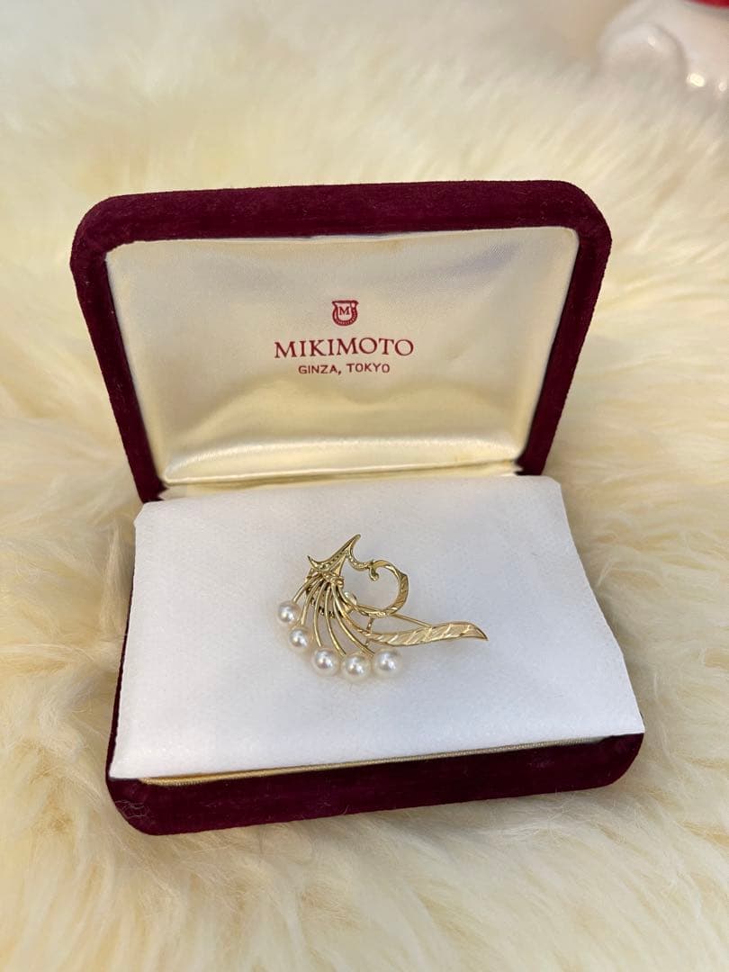 ミキモトMIKIMOTO パール K14 ゴールド　ブローチ