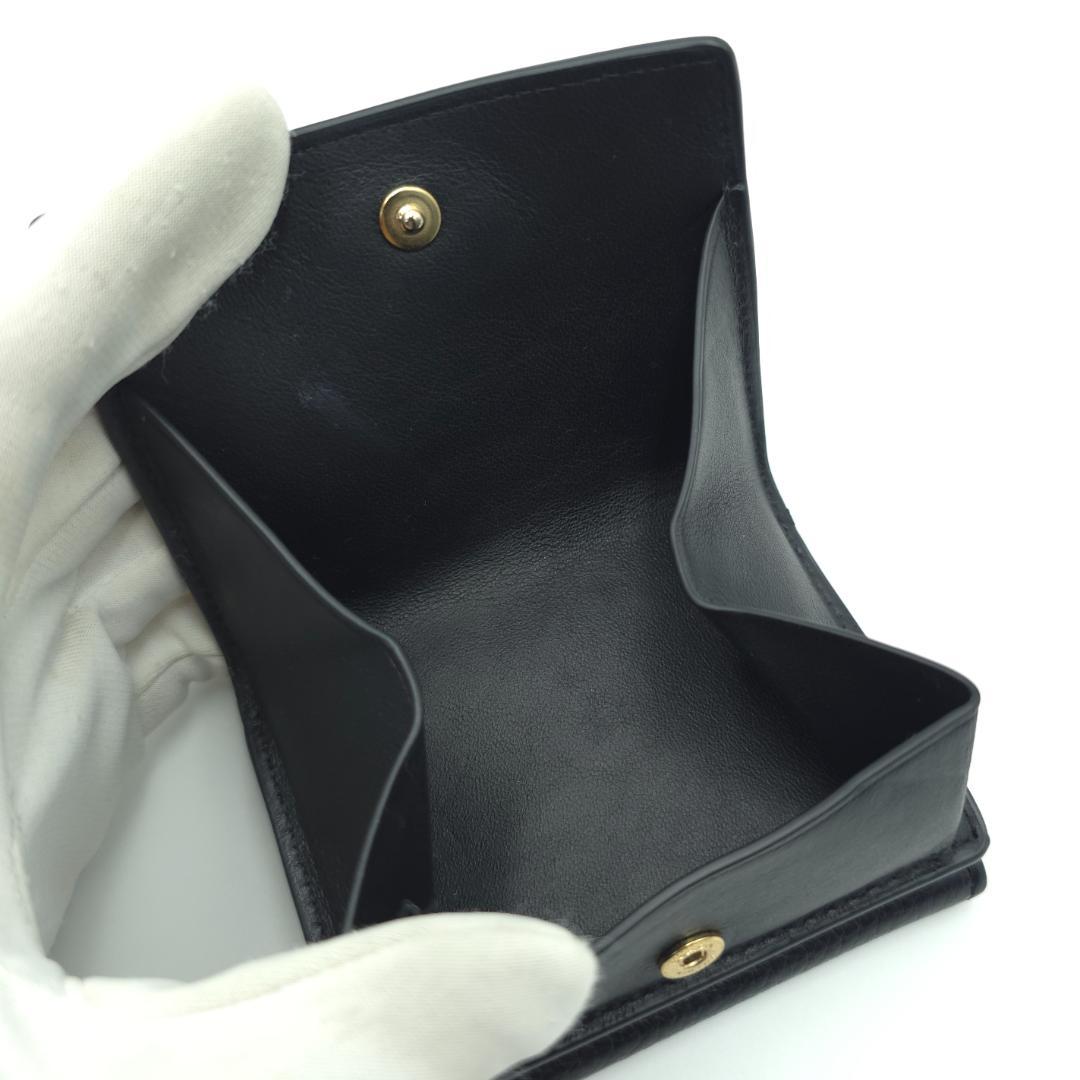 未使用級 COACH コーチ Wホック 三つ折り財布 レディース ブラック レザ