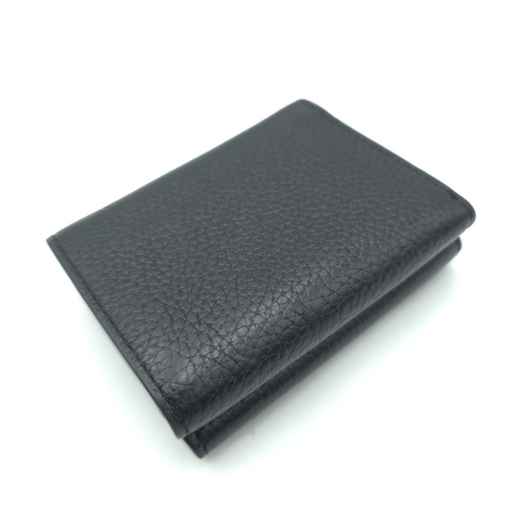 未使用級 COACH コーチ Wホック 三つ折り財布 レディース ブラック レザ