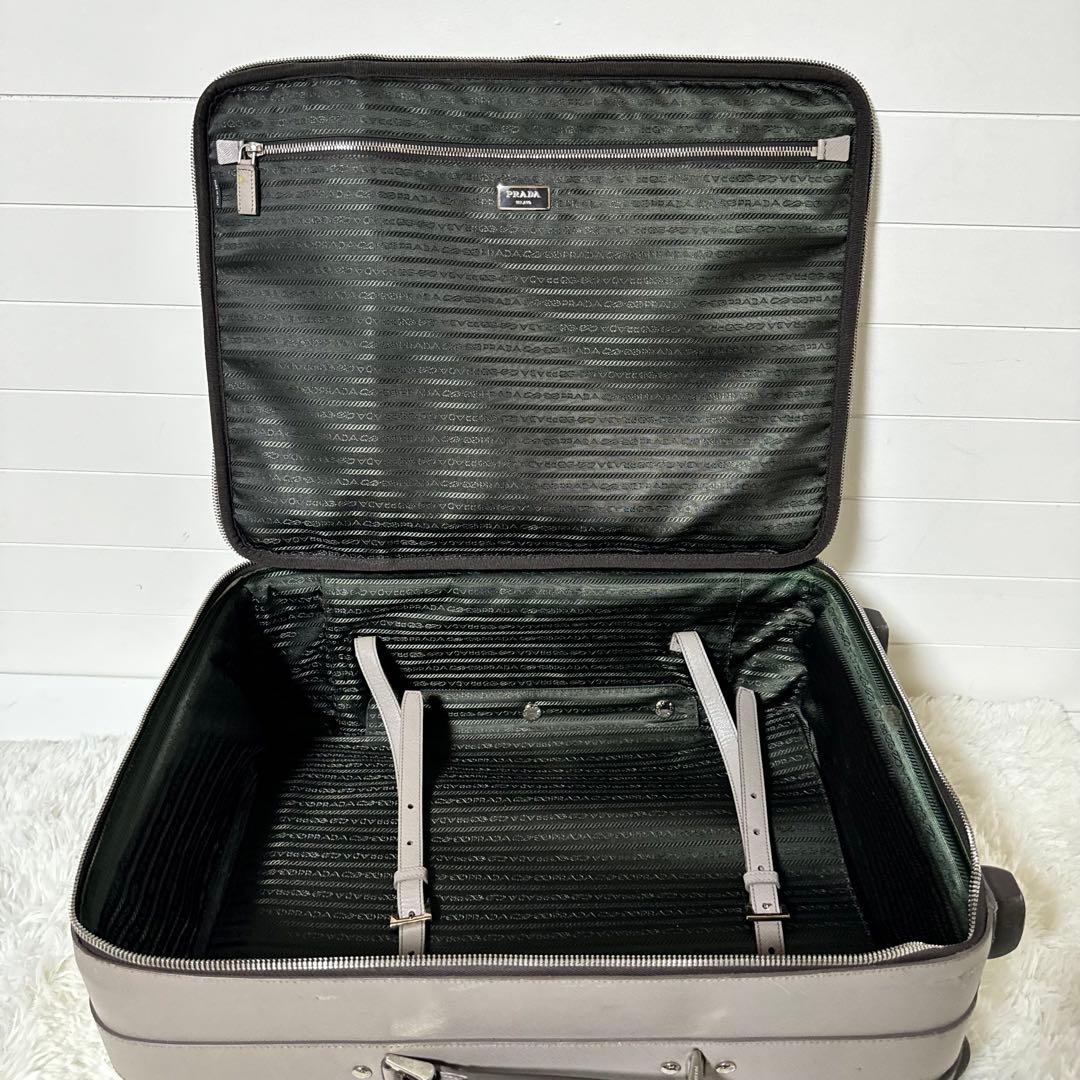 PRADA プラダ　トライアングルロゴ　キャリーケース　サフィアーノ　グレージュ