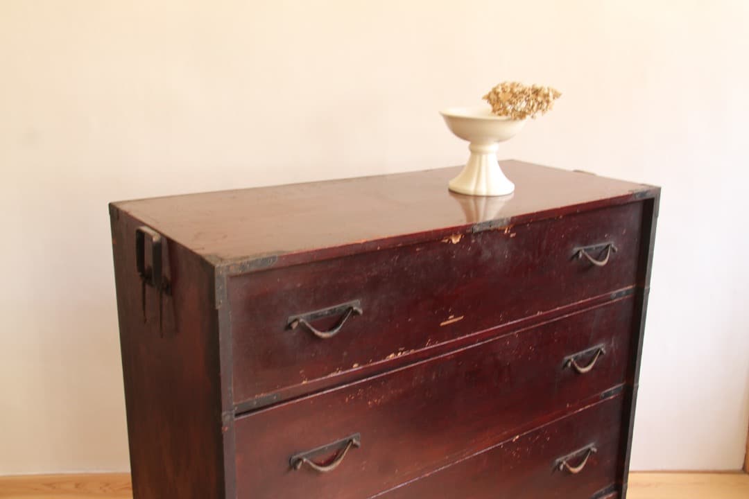 和箪笥　タンス　4段　ブラウン　古道具　古家具　ビンテージ　アンティーク