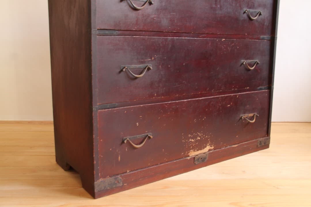 和箪笥　タンス　4段　ブラウン　古道具　古家具　ビンテージ　アンティーク