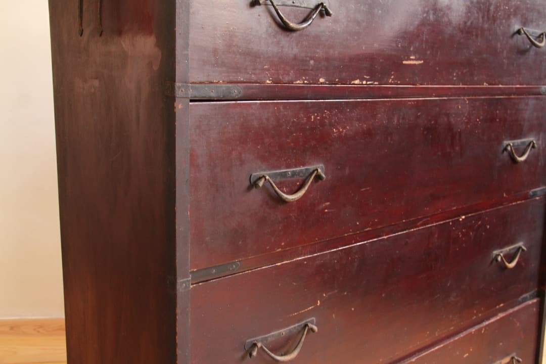 和箪笥　タンス　4段　ブラウン　古道具　古家具　ビンテージ　アンティーク