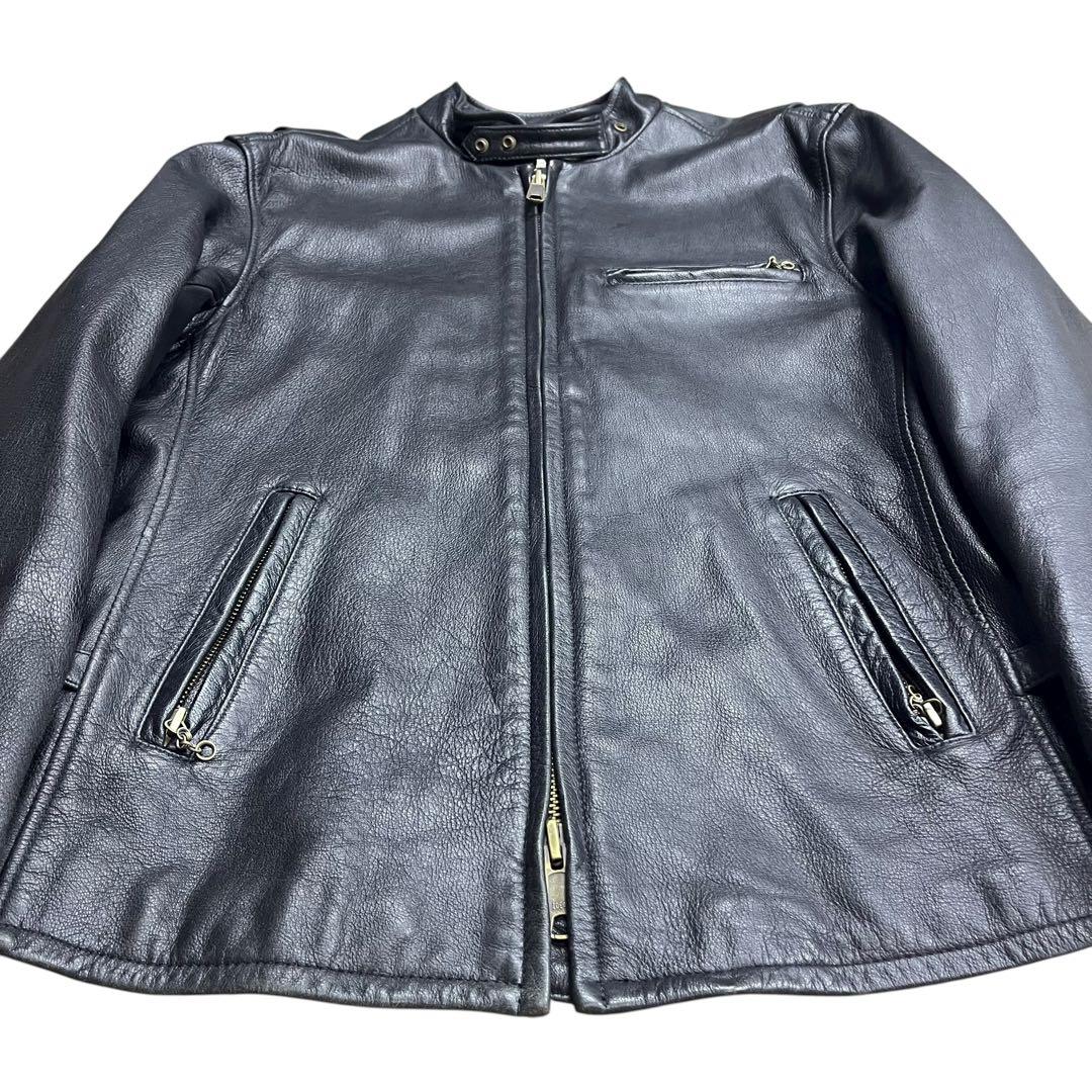 AVIREX ゴート レザー シングル ライダース ジャケット ブラック 44