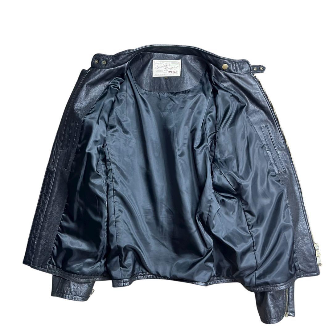 AVIREX ゴート レザー シングル ライダース ジャケット ブラック 44