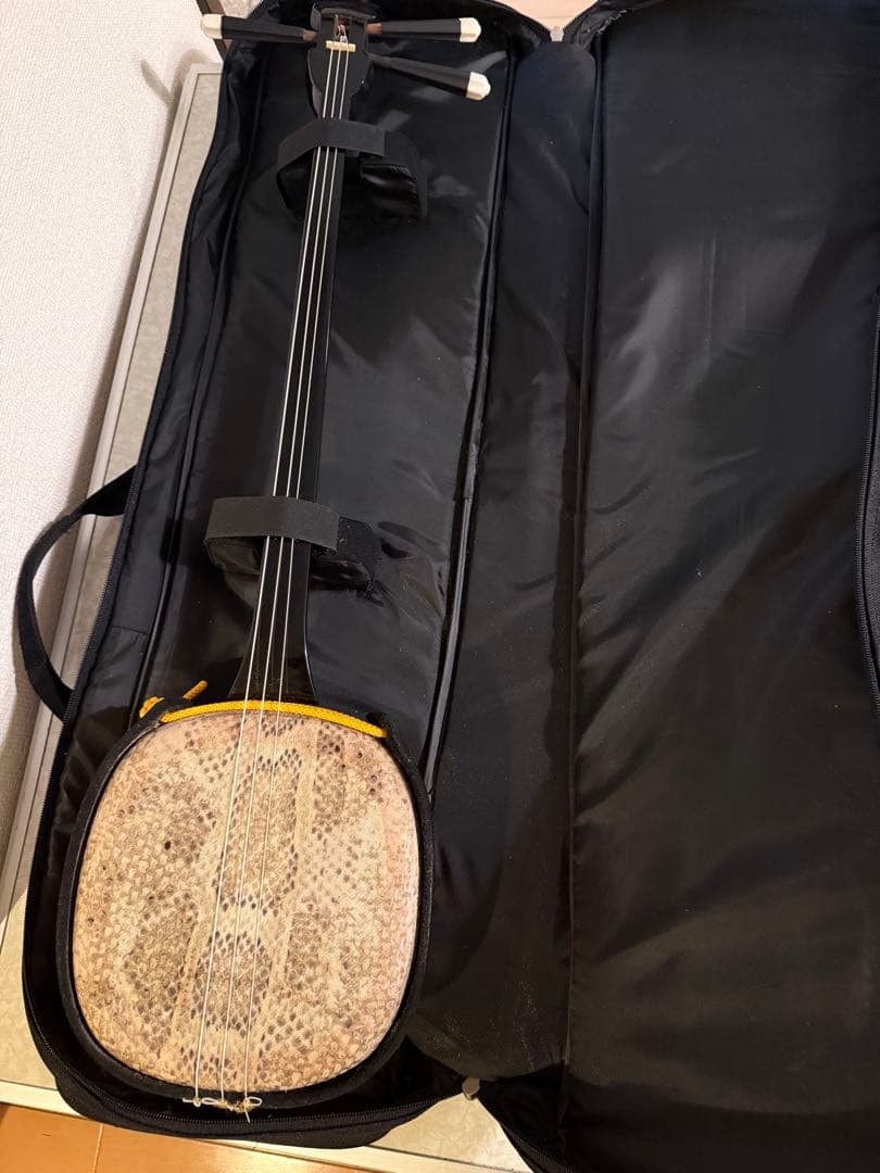 ま*✳様 三線（蛇皮／沖縄購入品）ケース付き　さんしん