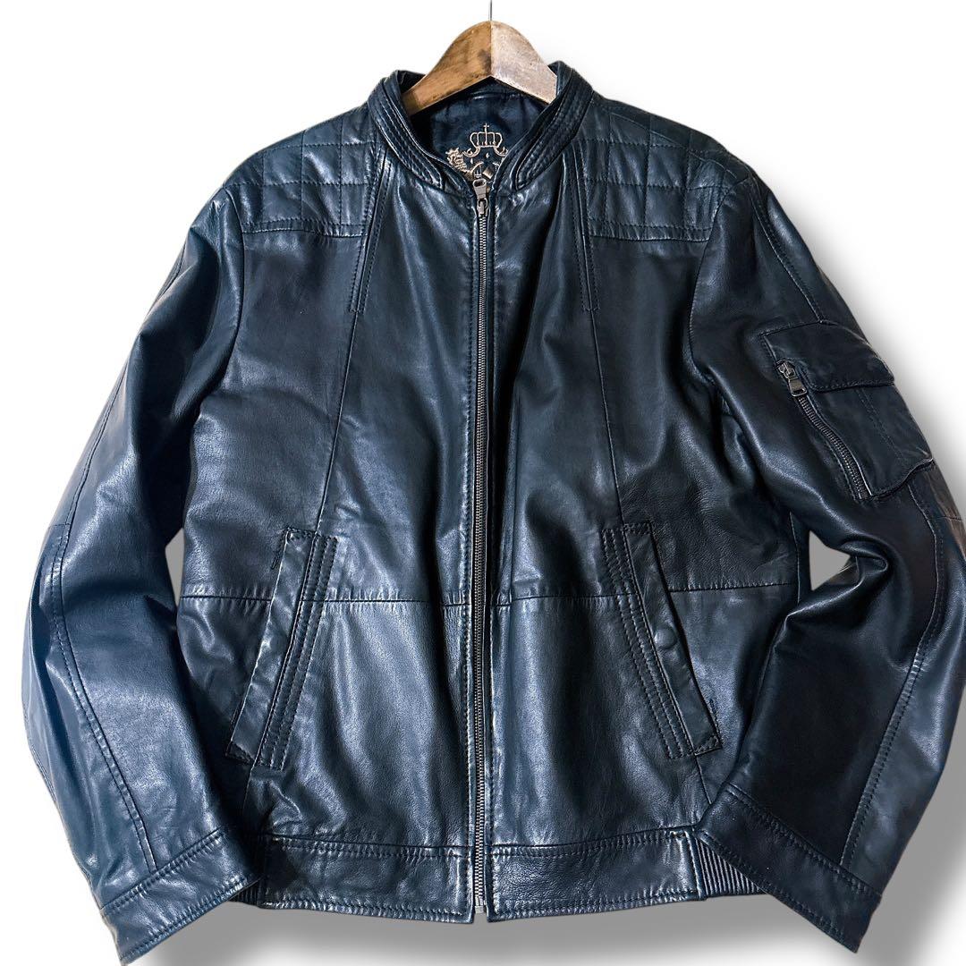 【極美品】HUGO BOSS　ラムレザー　ライダースジャケット　黒　48