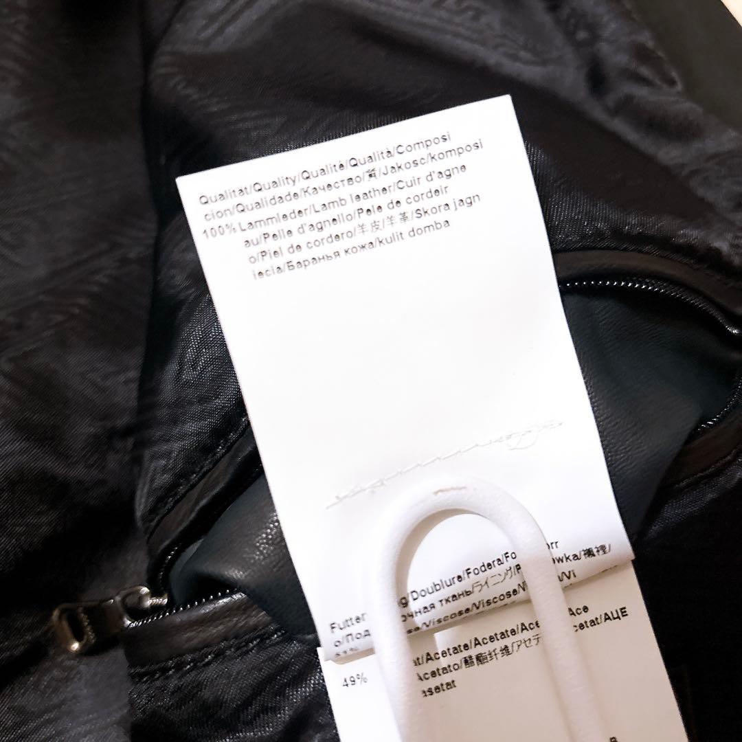 【極美品】HUGO BOSS　ラムレザー　ライダースジャケット　黒　48