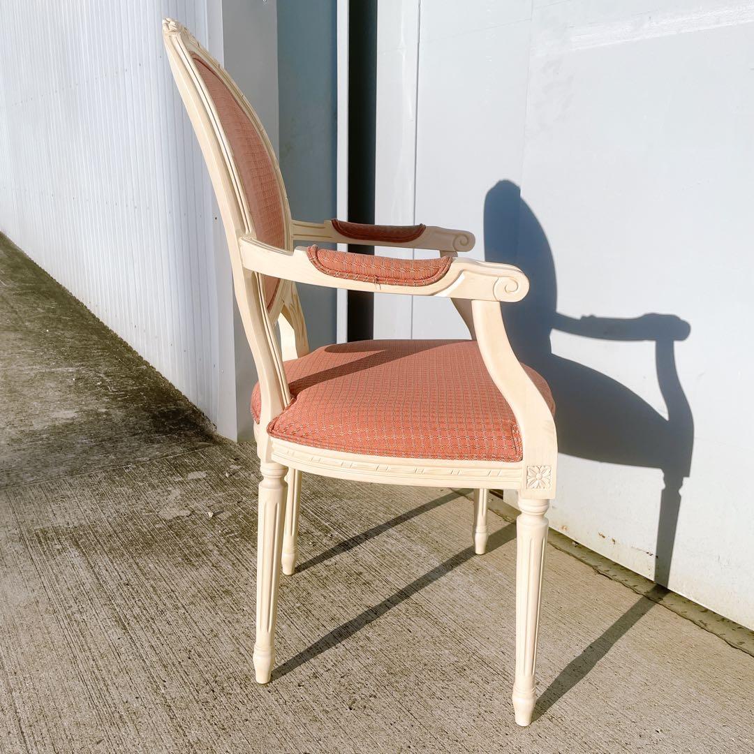 【美品②】ルイ16世様式 フランス華麗チェック織物張 メダリオンアームチェア