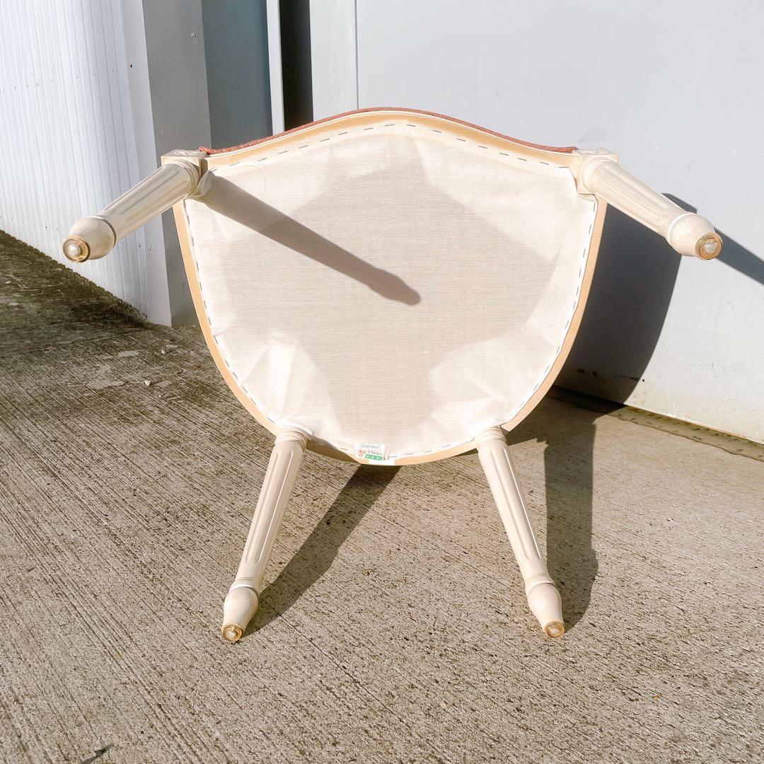 【美品②】ルイ16世様式 フランス華麗チェック織物張 メダリオンアームチェア