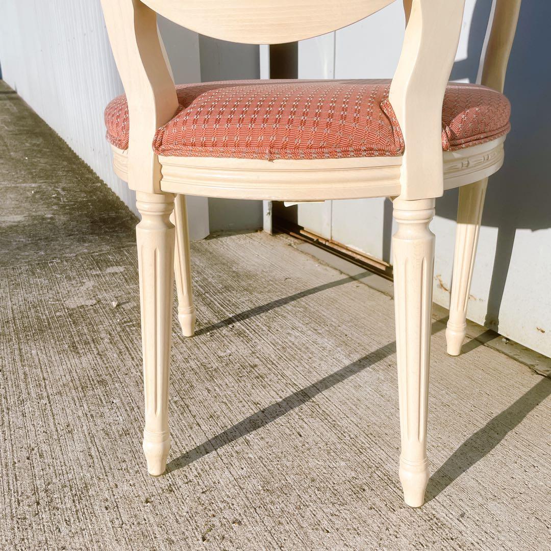 【美品②】ルイ16世様式 フランス華麗チェック織物張 メダリオンアームチェア