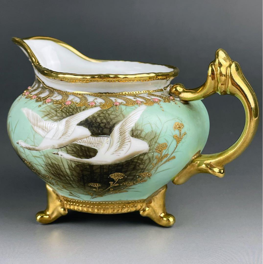 【訳有】オールドノリタケ フライングスワン ジュエル 脚付 クリーマー ジュール