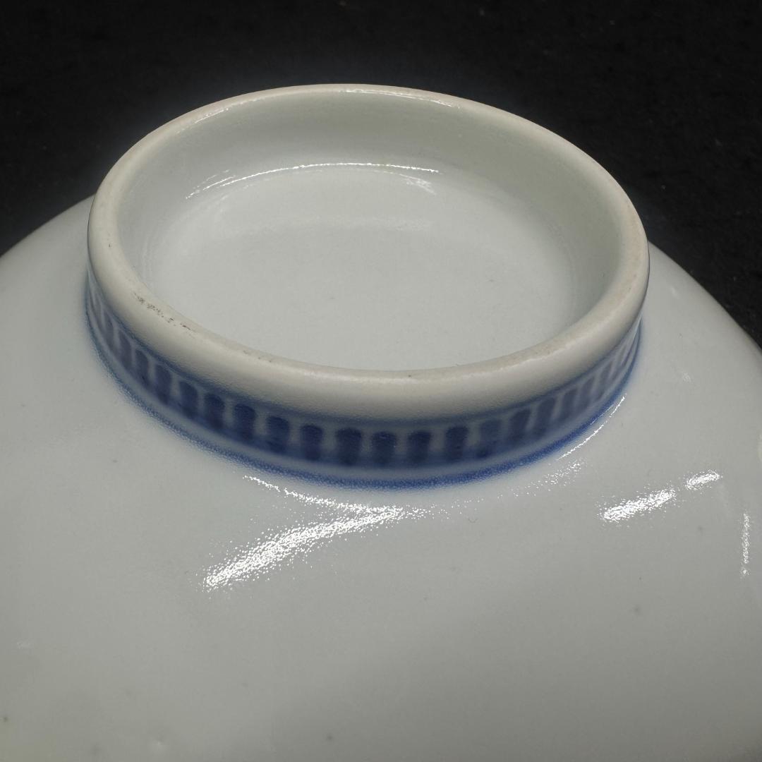 古平戸焼 染付 牡丹花形蝶文皿5客 時代箱付 江戸後期 平戸御用窯 古伊万里