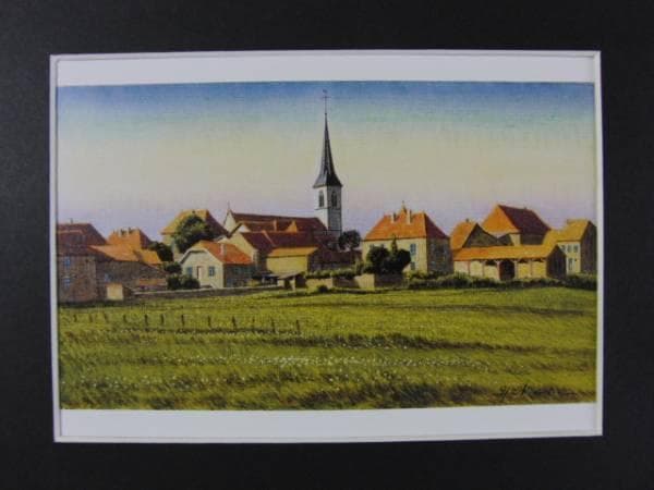 中根寛　塔のある風景、希少画集画、新品額装付