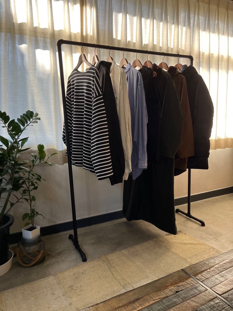 ハンガーラック 120 アイアン ガス管 店舗 什器 収納 シンプル 黒 パイプ