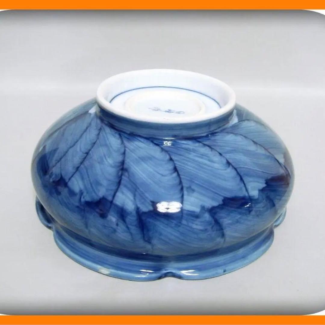 73『染付 花 輪花鉢』　/骨董品 古美術 アンティーク 古玩