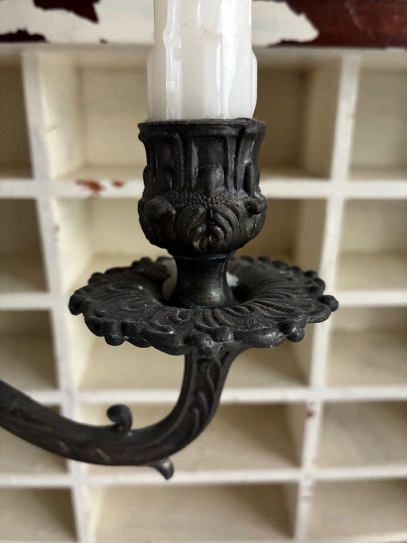 フランス/アンティーク/キャンドルホルダー瑪瑙石/真鍮