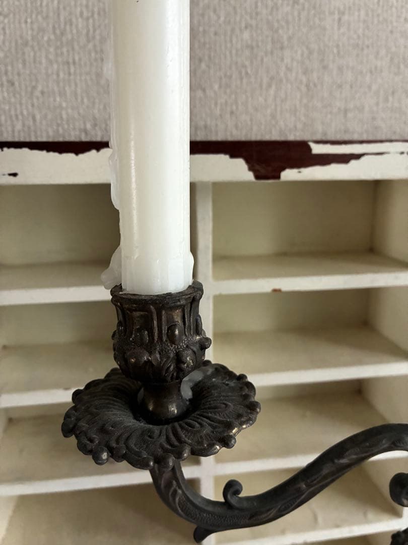 フランス/アンティーク/キャンドルホルダー瑪瑙石/真鍮