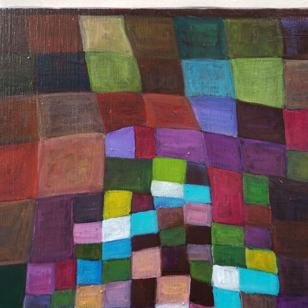 キャンバス油絵　専用　開花　パウルクレー風　飽きのこない抽象画　大きめキャンバス