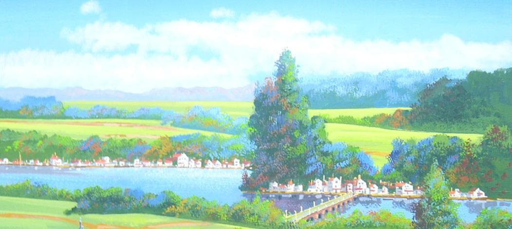 絵画 油絵 竹内敏彦 肉筆油絵 ドナウの流れ F20