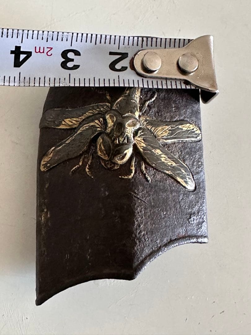 鉄地　象嵌色絵【蜻蛉の図】 鐺 こじり 江戸期　極上勝虫図　鉄地鐺 2576