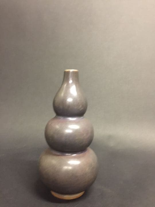 辰砂釉 三環花瓶  中国古玩