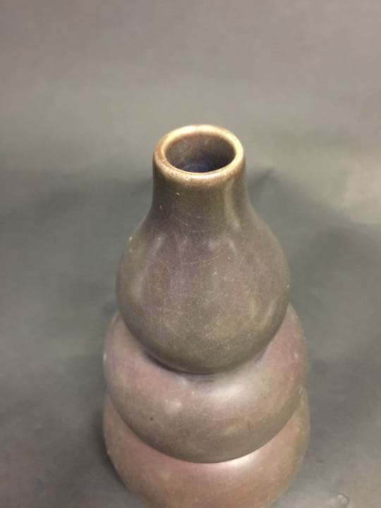 辰砂釉 三環花瓶  中国古玩