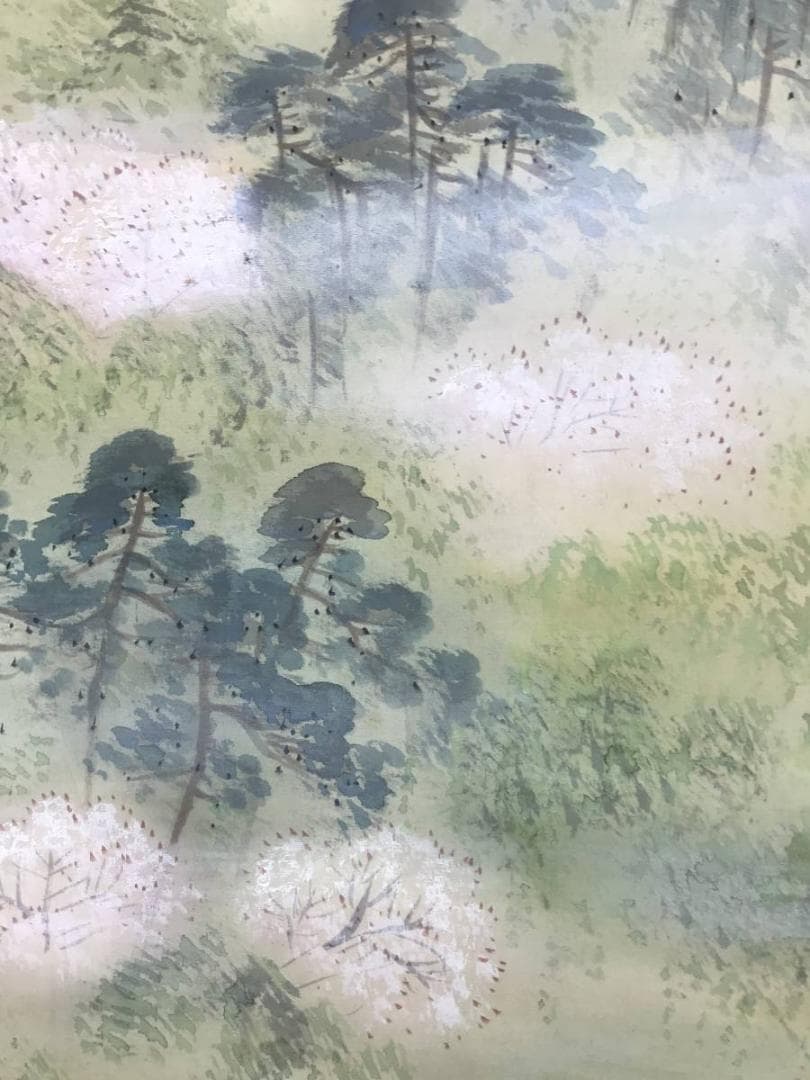 真作/朝見香城/嵐狭春霞図/山水図/嵐山風景図/掛軸/名家伝来/AE-184