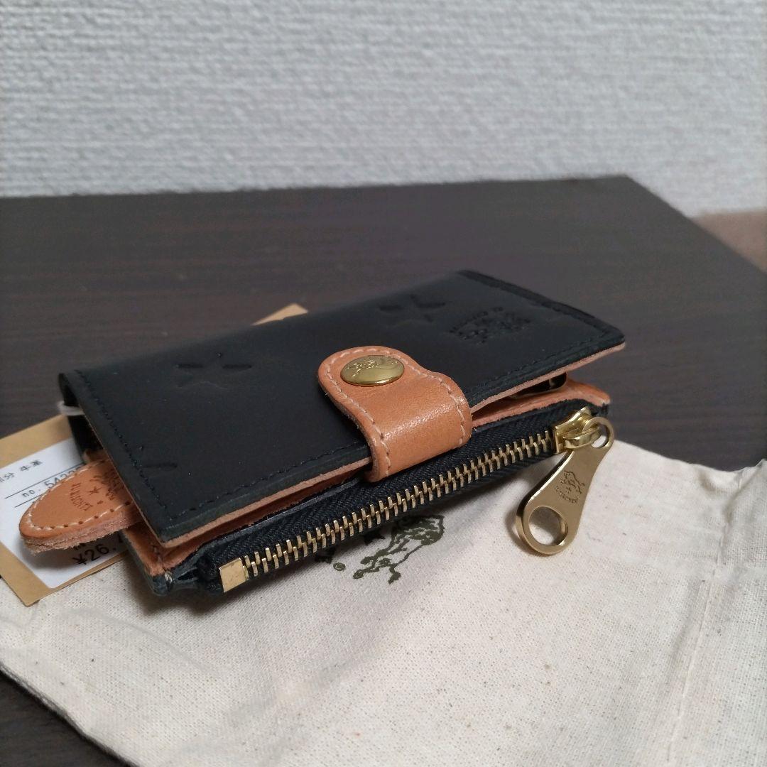 新品 イルビゾンテ 本革 キーケース スマートキー 小銭入れ ブラック ヌメ