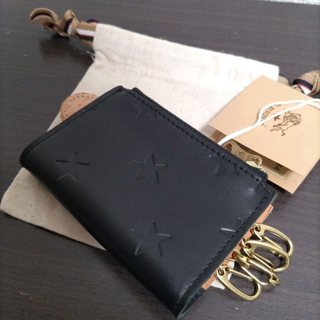 新品 イルビゾンテ 本革 キーケース スマートキー 小銭入れ ブラック ヌメ