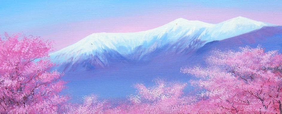 絵画  油絵 肉筆油絵  竹内敏彦  風景画  桜の並木  Ｆ12