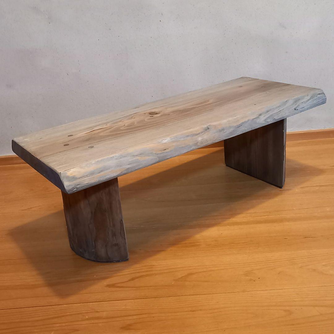 一点モノ　杉古材屋根材、梁使用リメイク品　スツールベンチハーフログ