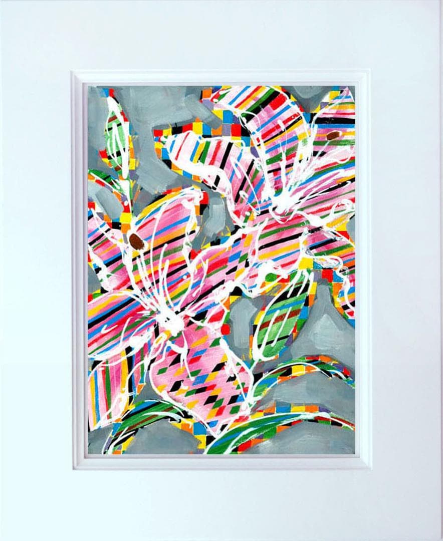 油絵 菅家令子 絵画インテリア 額付(青緑＋金色の枠) uF6-064204ゆり