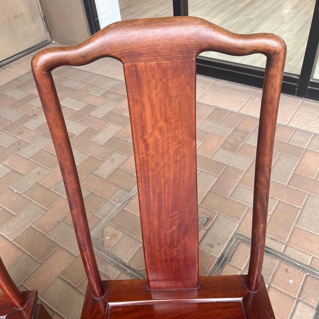 ②唐木家具 ダイニングチェア 食卓椅子 アームチェア 花梨材 馬蹄脚