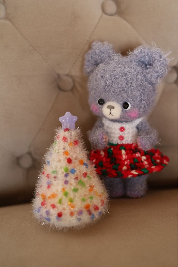 イルミネーション クリスマスツリー あみぐるみ クマさん