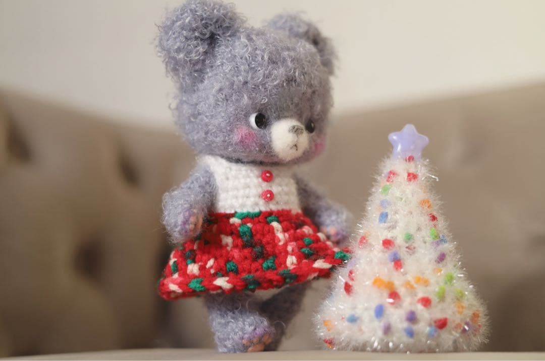 イルミネーション クリスマスツリー あみぐるみ クマさん
