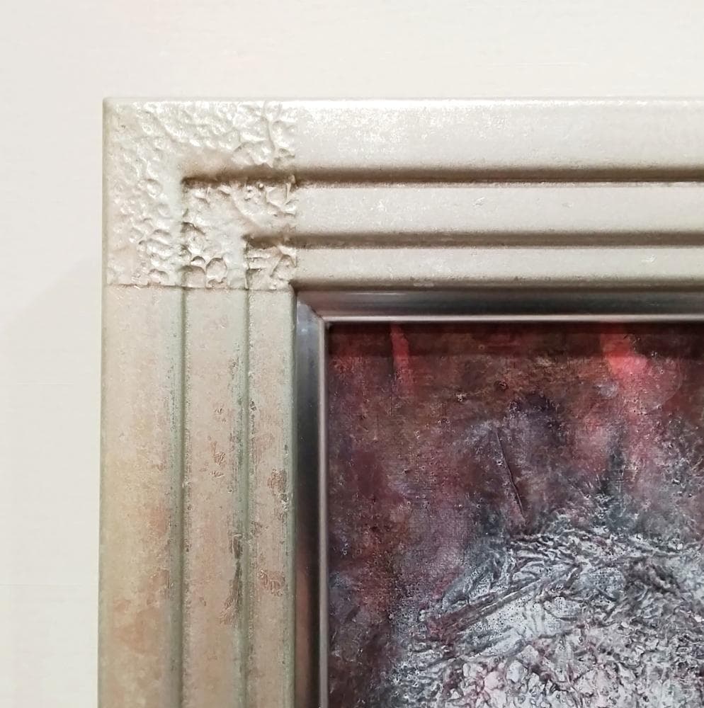 内野隆文　花　絵画　アクリル画　サムホール　現代美術　アート作品　額縁　真作