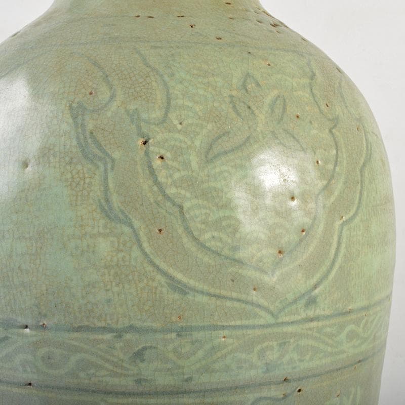 朝鮮美術　李朝　高麗青磁　象嵌龍文瓶　M　R7353B