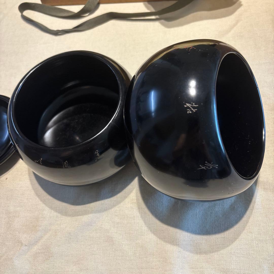 輪島塗りの龍と虎の蓋絵の碁石入れ