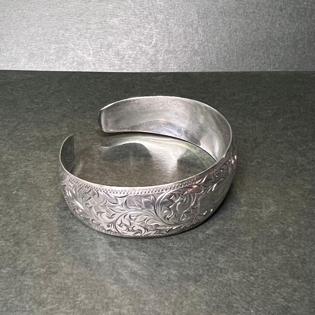 銀製 SILVER 950 刻印有 植物紋様 シルバーバングル ブレスレット純銀