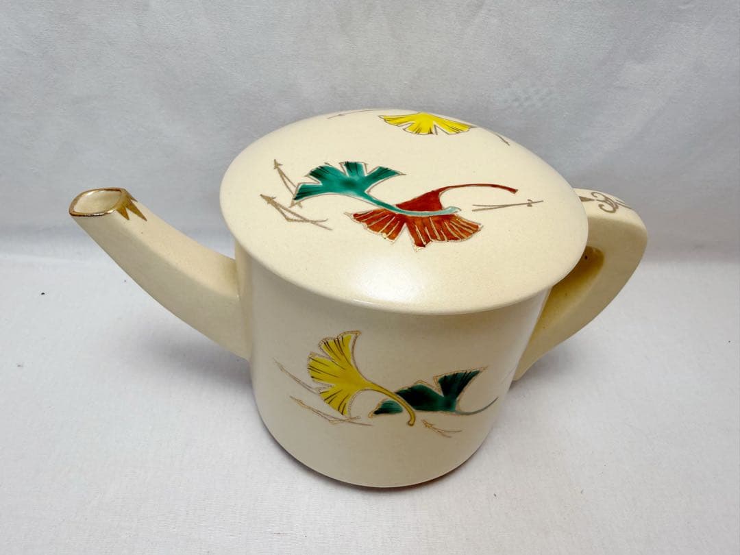 茶道具 陶楽造 仁清写 銀杏色絵 水次 片口水注 共箱