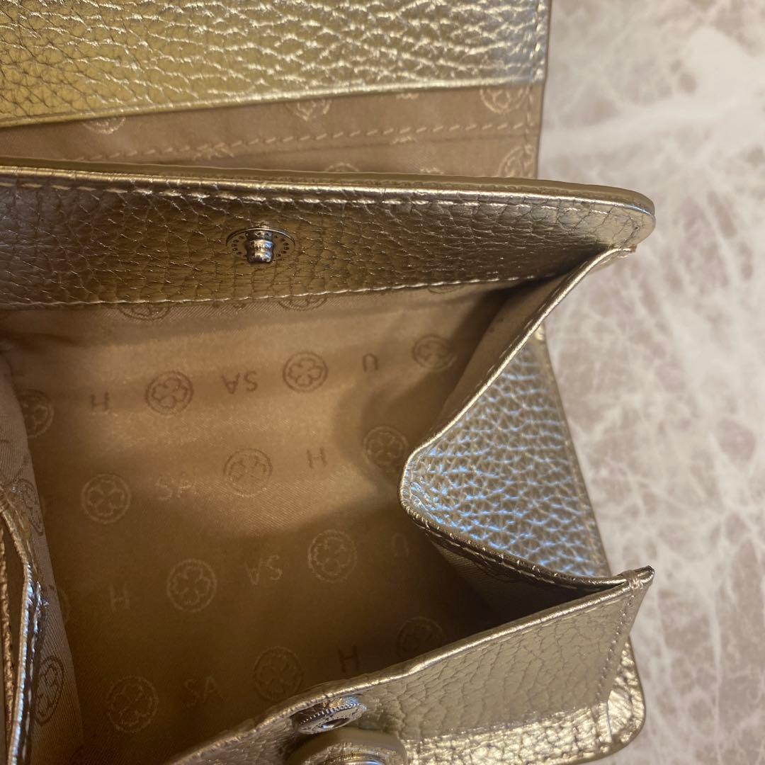 サロンドアルファード　ルクーチェ　二つ折りミニ財布　ゴールド　スマイル